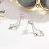 Pendientes de Estrella de Cuatro Puntas Colgantes Traseros de Nuevo Estilo para Mujer, Pendientes de Lujo Ligero de Alta Gama, Pendientes de Diseño Moderno