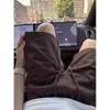 Shorts Marrones Retro Americanos para Hombre de Verano Plisados con Patrón Oscuro Pantalones de Trabajo Casuales Vintage de Longitud Media