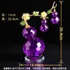 Ornamento de Cristal de Cabaça Amarela em Estoque com Lótus Roxo para Decoração de Casa, Sala de Estar, Entrada, Conta de Vídeo do Tiktok, Dropshipping de Peça Única