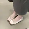 Zapatos de Salón Bajos de Satén Suave con Puntera Cuadrada y Tacón Oculto, Corte Bajo, con Lazo, Nuevos Verano Otoño 2026, Zapatos de Ballet para Mujer