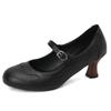 Zapatos de una sola capa para mujer de primavera y otoño Brooke Calados Huecos Zapatos de tacón alto para mujer Estilo británico retro Zapatos de tacón alto con correa de hebilla para mujer