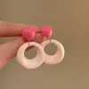 Brincos de Franja Redondos Planos de Resina com Agulha de Prata Vintage Estilo Francês, Toque de Luxo Leve de Alta Qualidade, Acessórios de Orelha Versáteis da Moda