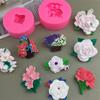 Molde de Silicona Tridimensional Camelia Jazmín Flor de Cerezo Aromaterapia Yeso Vela Goteo de Goma Manual DIY Molde para Hornear Pasteles