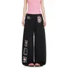 Comércio Transfronteiriço Estilo Preguiçoso Estampa Cruzada Calça Jogger Rosa para Mulheres Calças Casuais Retas Largas Calças Esportivas Estilo Americano