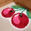 Alfombra de piso tufted con divertido estampado de frutas, alfombra absorbente semicircular para baño, alfombrilla antideslizante para entrada de baño, alfombrilla absorbente de flocado