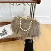 Nueva Bolsa de Felpa Retro Estilo Chino para Mujer Bolso con Borla Cadena de Perlas Bolsa de Felpa Estilo Hada Cruzada Color Sólido Bolso de Mano