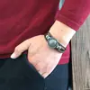 Pulsera de Cuero con Escudo de Runa de Aleación Vintage, Pulsera Tejida con Cuentas Multicapa Estilo Étnico, Joyería de Mano Floral Unisex