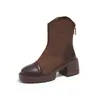 Salto Grosso Doce Cool Primavera Outono Estilo Europeu Sola Grossa Botas de Cano Curto Femininas Outono Inverno Salto Alto Marrom Baixa Estatura 2026 Novo Estilo Botas Martin