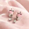 Pendientes de Serie Roja con Aguja Plateada de Nuevo Estilo para Mujer, Pendientes Geométricos Simples de Moda de Gama Alta al por Mayor, Estilo Dulce de Circonita