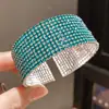 Pulseira redonda elástica aberta multicamadas cravejada de diamantes, transfronteiriça europeia e americana, pulseira de pulso requintada e moderna, joia com sensação de luxo leve e de alta qualidade