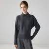 Com gola e acinturado! Suéter 100% caxemira pura para mulheres, novo pulôver de manga comprida para outono e inverno, blusa básica de tricô para o dia a dia
