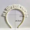Diadema de Perlas para Cumpleaños con Letras Felizcumpleaños Diadema para el Cabello Infantil Diadema Corona Sombrero de Cumpleaños Venta al por Mayor Transfronteriza