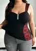 2026 Verano Nuevo Amazon Transfronterizo TK Tallas Grandes Mujer Estampado Patchwork Pedrería Cuello en V Corte Ajustado Versátil Camiseta sin Mangas