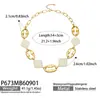 Acessório de moda de luxo descontraído de alta qualidade: Colar com corrente de porco quadrado em resina off-white, banhado a ouro 18k em aço inoxidável para mulheres