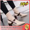 Jinbukang Outwear Toe Sandálias Femininas Primavera e Verão Novos Sapatos de Camada Única Sapatos Femininos de Salto Grosso Pontudo