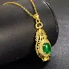 Venta caliente colgante de jade dorado chapado en oro incrustado botella de agua de plata antigua colgante de botella de tesoro collar de Bolsa de la Suerte regalo para actividades