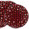 Novos Jogos Americanos Redondos de Natal Série Xadrez Árvore de Natal Decoração de Mesa para Cozinha Sala de Estar Louça Anti-Manchas