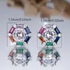 Pendientes Rectangulares de Verano Dopamina Coloridos de Circonita Redondos Blancos de Diamante Llenos de Diamantes Frescos y Dulces de Venta Caliente Japoneses y Coreanos