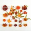 Serie de colores de otoño estilo INS 33 piezas de cabeza de hortensia artificial cabeza de rosa hojas plantas acuáticas flores para pasador de pelo material de ratán navideño DIY bolsa