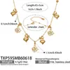 Colar Pingente Trevo de Quatro Folhas Geométrico em Forma de Coração com Zircônia Banhado a Ouro 18K Aço Inoxidável Conjunto de Joias de Pulseira Feminina