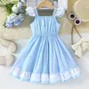 Venta especial de liquidación: Vestido de tirantes de algodón con mangas acampanadas, Blancanieves, Aurora, Cenicienta, Rapunzel Vestido de algodón