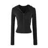 Conjunto de Duas Peças Feminino: Moletom com Capuz e Zíper Ajustado ao Corpo Calça Longa de Cintura Alta com Caimento Roupas Esportivas Casuais Emagrecedoras