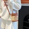 Bolso de Mujer Transfronterizo 2025 Nuevo Estilo Bandolera de Hombro Único Cilíndrico Tejido Estilo Occidental Monedero Bolso de la Fortuna Bolso para Teléfono Móvil