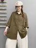 Cardigan Camisa de Color Sólido Simple con Solapa para Mujer, Talla Grande, Holgado, Casual, Versátil, Camisa Top de Longitud Media