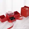 Día de San Valentín Chino Collar de Flor de Rosa Caja de Regalo de Labial Caja de Empaque de Joyería Transparente de Acrílico Tipo Cajón