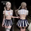 Grupo de Animadoras de Fútbol Fei Mu Chica Sexy Lencería Ropa Sexy para Mujer Disfraz de Juego de Rol Serie de Uniformes Sin Quitar