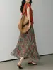 Diseño Feiyuan: Conjunto de Dos Piezas para Mujer: Top de Punto con Mangas Acampanadas y Cuello Redondo + Falda de Estampado Floral Acampanada con Doble Bolsillo, Nuevo Estilo de Verano
