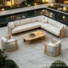 Sofá exterior moderno minimalista, adecuado para patios, villas, jardines y hoteles; juego de sofá de mimbre para ocio para uso en exteriores