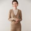 ¡Diseño Casual! Suéter Elegante de Cachemira para Mujer Otoño e Invierno Suéter de Cachemira Pulóver de Dos Piezas Falsas con Cuello Redondo de Color Contrastante para Mujer
