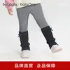 BalaOneBalabala roupas infantis calças quentes para meninas outono e inverno leggings grossos com fleece, design falso de duas peças