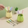 Tarro de Almacenamiento de Cerámica Estilo Tiktok Estilo Dopamina con Asa Gruesa de Cerámica y Juego de Tenedor y Cuchara de Acero Inoxidable Venta al por Mayor
