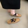 Sapatos Femininos Bico Quadrado Boca Rasa Primavera e Outono 2025 Novo Estilo Francês Retrô Gentil Fada Sapatilha Mary Jane