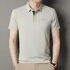 Camisa polo de manga corta business casual para hombre, fresca, con letras prensadas, multicolor, transpirable, fresca y versátil para el verano