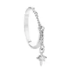Anillo de Dedo Índice Redondo Pequeño con Borla Amanecer de Primavera, Anillo de Banda Lisa Estilo Minimalista Fresco, Anillo de Cadena de Cuentas Pequeñas Personalizado