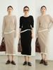 Conjunto de Ropa para Mujer Estilo Commuter Conjunto Combinado de Tejido de Lana Falda 26 Nuevo Color-Blocking de Principios de Otoño Suéter Conjunto de Dos Piezas