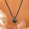 Colar de Cristal Preto Zircônia Retro Tendência Tiktok para Mulheres Design de Nicho Moda Simples Exquisito Versátil Corrente para Suéter