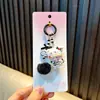 Chaveiro Gato Morango Desenho Animado Gatinho Pingente de Bolsa Lanyard de Celular Fofo Pingente para Chaveiro de Carro Pequeno Presente