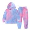 Amazon wish comercio exterior transfronterizo niñas otoño e invierno nuevo conjunto de sudadera con capucha teñida anudada de manga larga y pantalones traje para niños