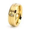 Anillo de Acero de Titanio Cepillado con Diamante Único Estilo Internet Europeo y Americano Transfronterizo Joyería para Hombres Personalidad Tendencia Joyería para Hombres