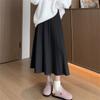 Elegante Falda Tejida Midi para Mujer Otoño e Invierno Nueva Dulce Reductora de Edad Adelgazante Cintura Alta Falda Línea A Falda Paraguas Plisada