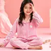 Pijama para Niños Primavera y Otoño Manga Larga Pantalón Largo Estampado de Dibujos Animados Adolescente Estilo Primavera y Otoño Ropa de Casa para Niñas Set para Niño Grande