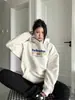 Sudadera con capucha impresa simple de moda para mujer, otoño e invierno, versátil, holgada, fina, que cubre el trasero