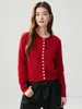 Suéter de Cashmere com Gola Redonda e Botões Outono/Inverno 2026 para Mulheres Solto Emagrecedor Cardigan de Tricô Versátil Peça de Roupa Externa Suéter