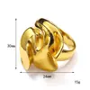 Anel geométrico irregular em aço titânio banhado a ouro 18K feminino nicho alta sensação moda anel para o dia a dia outlet de fábrica