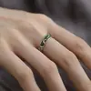 Anel Ajustável Meio Curvo Vazado com Padrão de Grama Tang Estilo Chinês Vintage Novo em Prata 925 para Mulheres com Toque Étnico