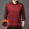 Directo del fabricante: popular polo de invierno con forro polar, un estilo de dos piezas para hombres de mediana edad, grueso y casual, con cuello alto, perfecto como capa base